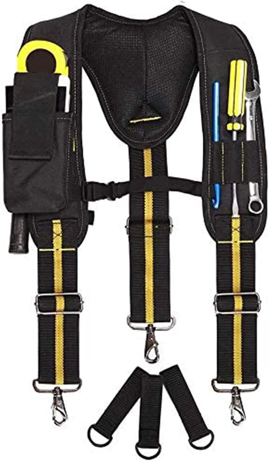 Jadeshay Tool Belt Suspenders, Adjustable Shoulder Pad with Phone & Pencil Holder for Electricians, Carpenters, Plumbers