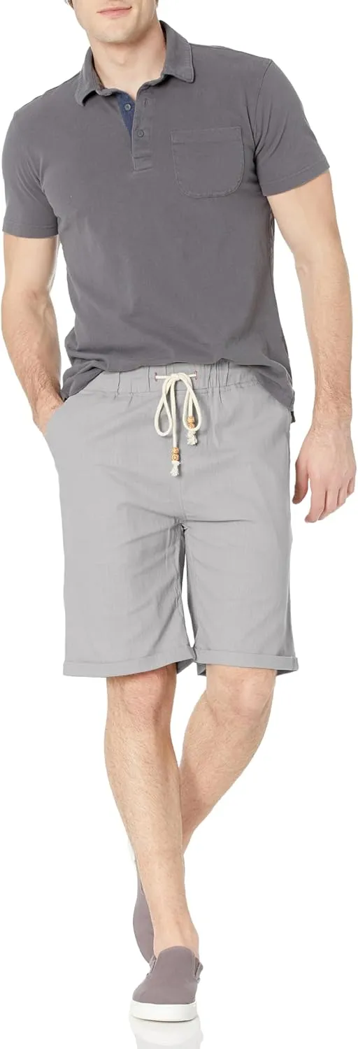 Janmid Men's Linen Shorts Casual Drawstring Summer Beach Shorts for Men