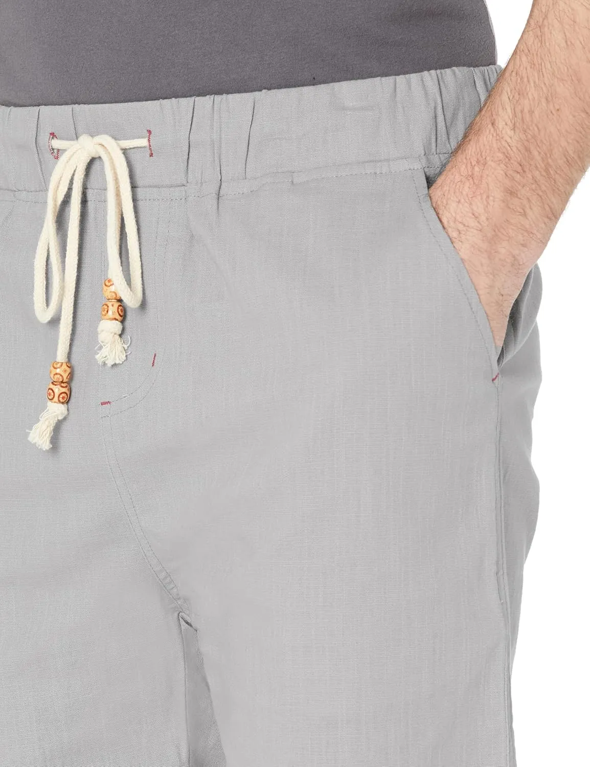 Janmid Men's Linen Shorts Casual Drawstring Summer Beach Shorts for Men