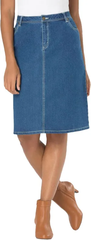 Jessica London Women's Plus Size True Fit A-line Denim Short Mini Skirt