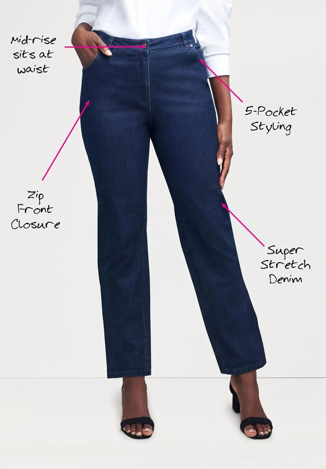 Jessica London Women's Plus Size True Fit Stretch Denim Straight Leg Jean