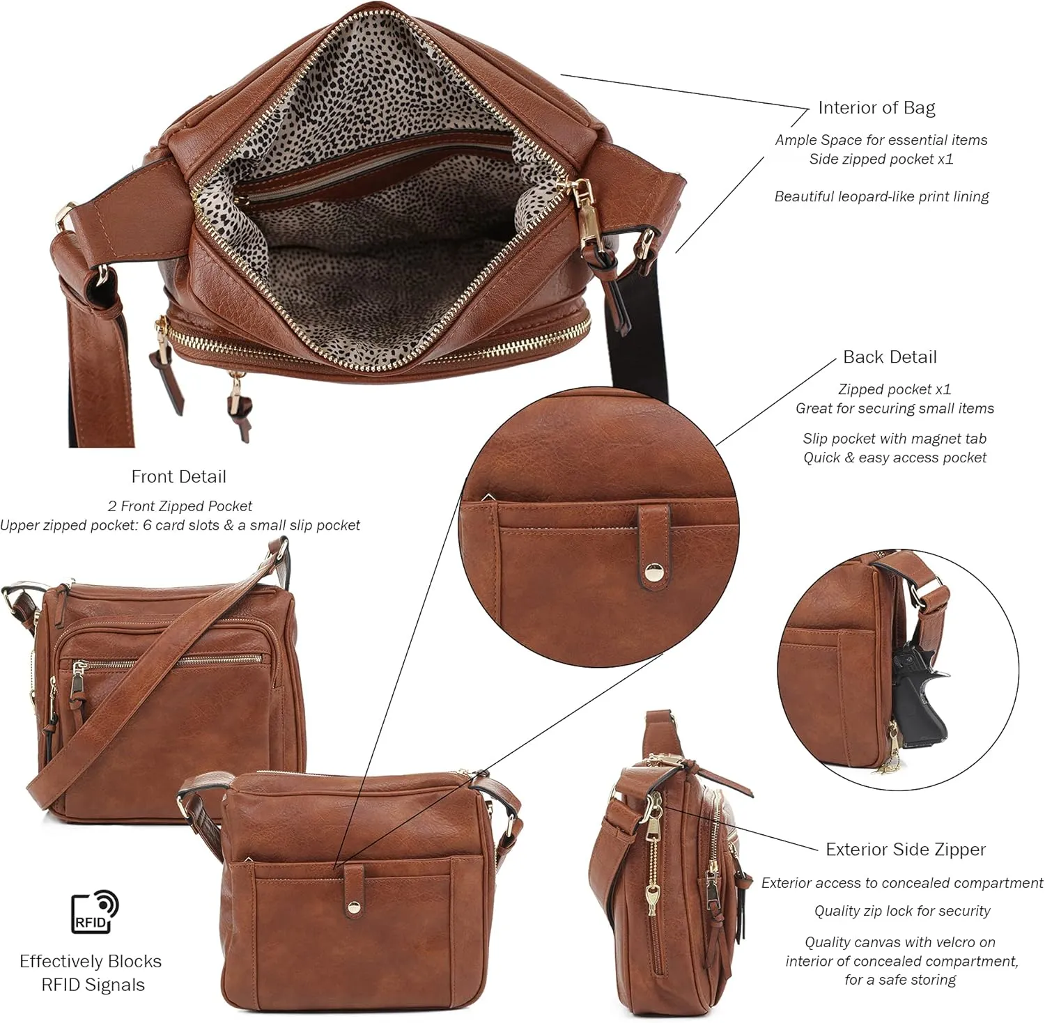 JESSIE & JAMES | Concealed Carry RFID Blocking Crossbody Purse for Women with Lock and Key