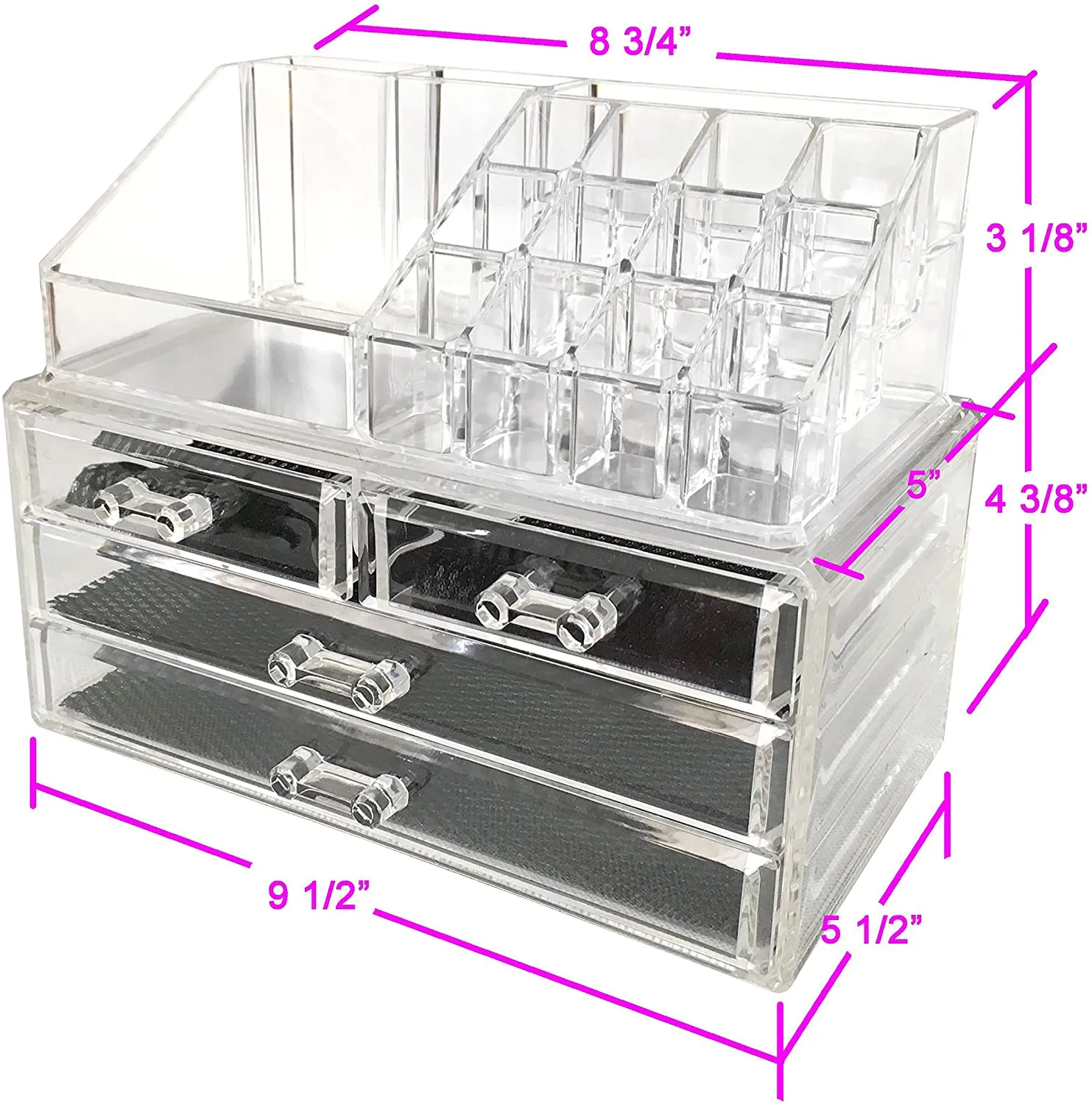 Jewelry and Cosmetic Storage 2 Piece Acrylic Makeup Organizer