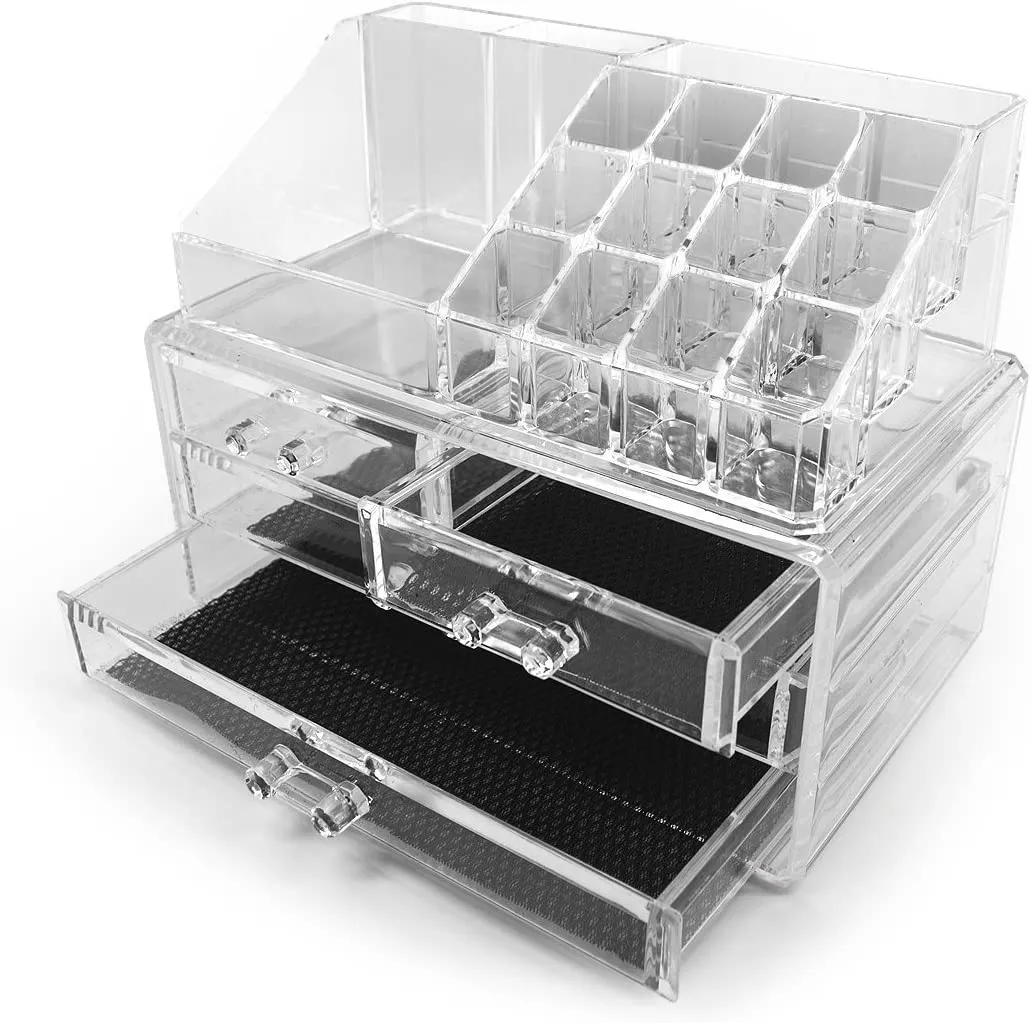 Jewelry and Cosmetic Storage 2 Piece Acrylic Makeup Organizer