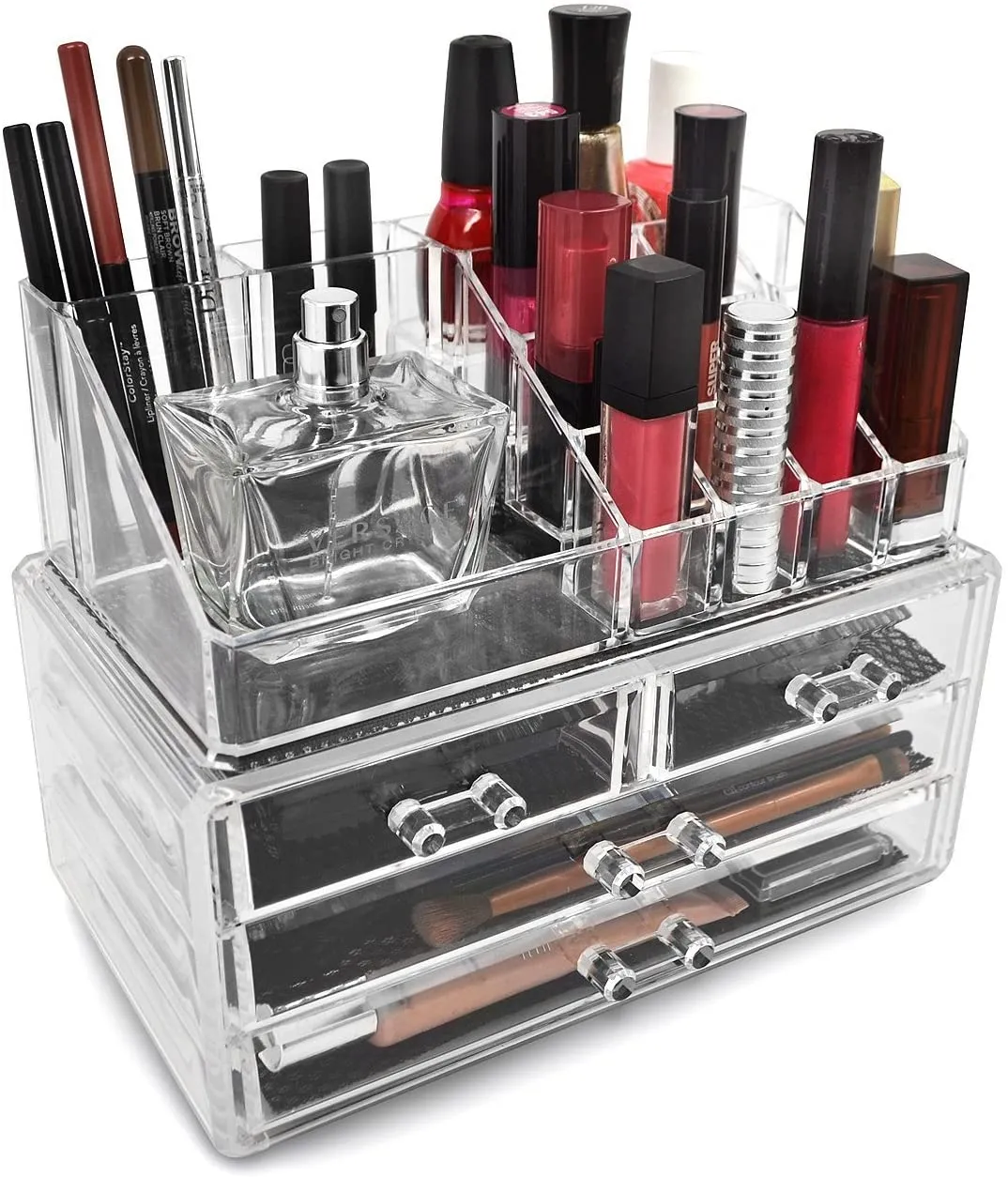 Jewelry and Cosmetic Storage 2 Piece Acrylic Makeup Organizer
