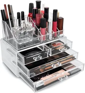Jewelry and Cosmetic Storage 2 Piece Acrylic Makeup Organizer