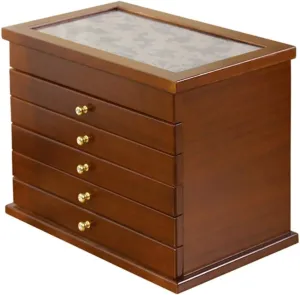 Jewelry Box Multi-Layer Jewelry Box Organizer Ring Earrings Necklace Storage Box Women's Household Jewelry Box Watch Cabinets (Color : Brown C)