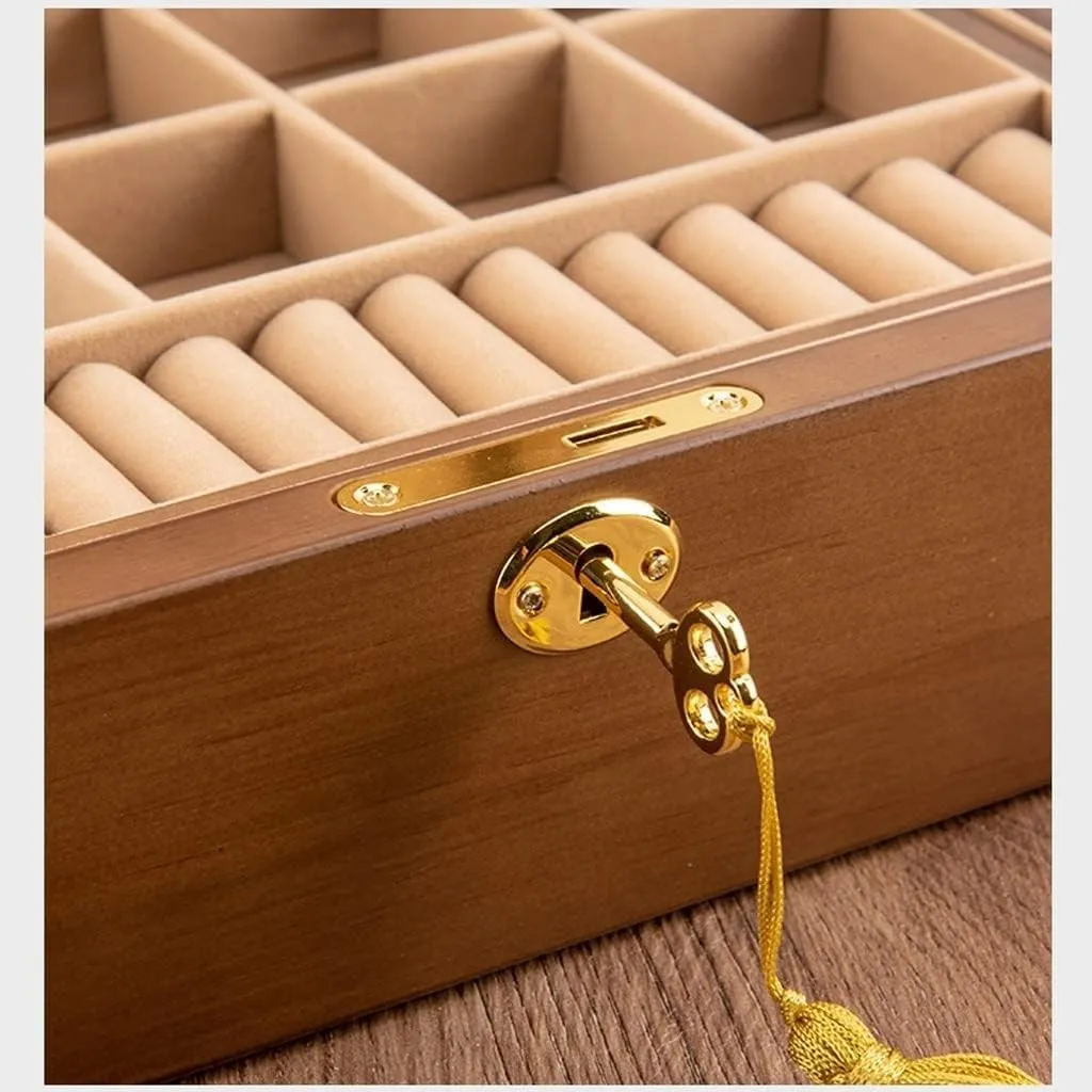 Jewelry Box Vintage Wooden Storage Necklace Earrings Watch Organizer(1)