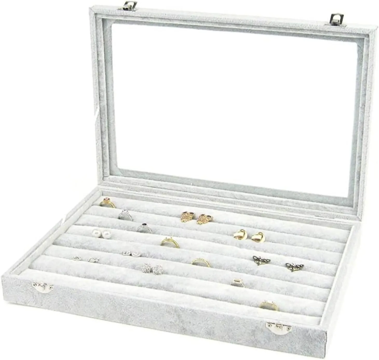 Jewelry Box With Clear Glass Lid 10 Different Designs Velvet Jewelry Organizer Box Jewelry Jewellry Holder