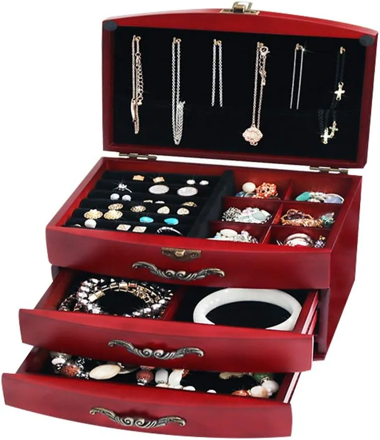 Jewelry Holder Three Layers Jewelry Display Box Earrings Necklaces Storage Box Nordic Double Layer Jewelry Box for Women Watch Cabinets (Color : C)