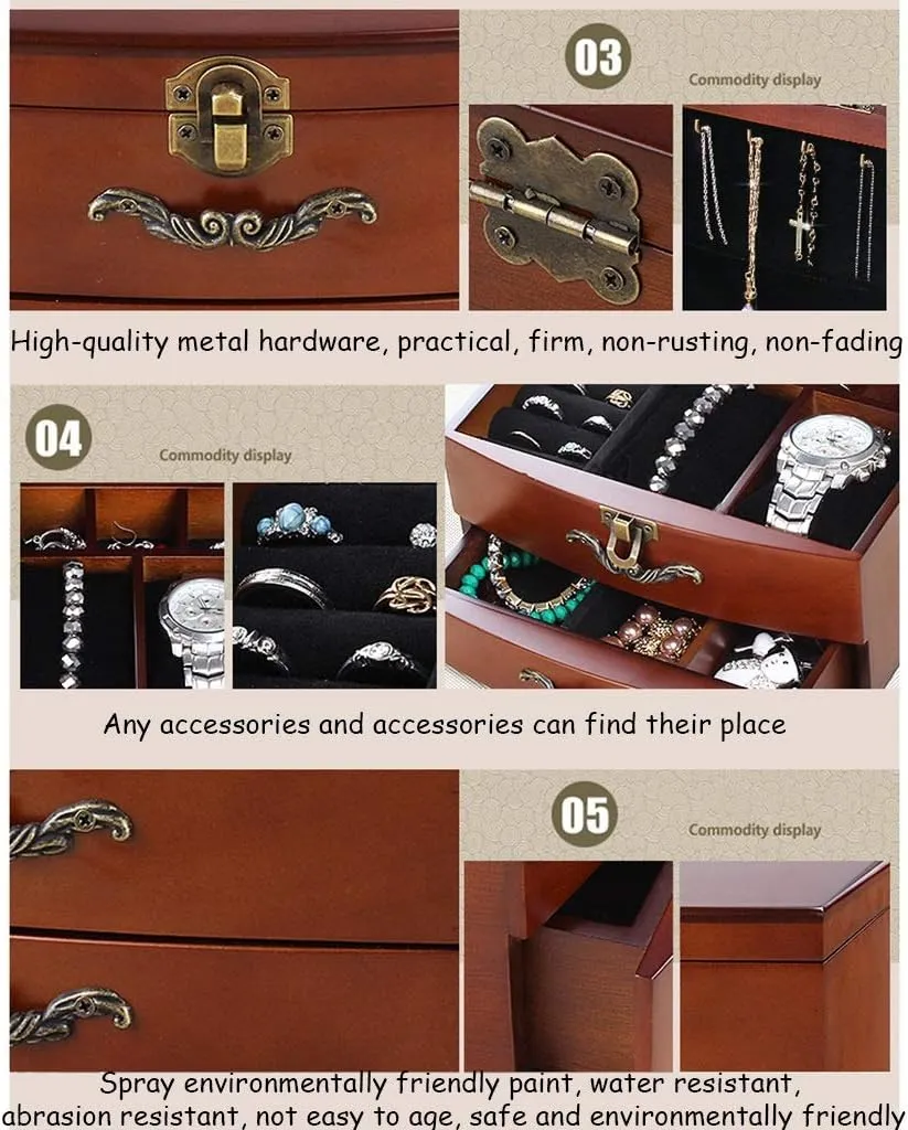 Jewelry Holder Three Layers Jewelry Display Box Earrings Necklaces Storage Box Nordic Double Layer Jewelry Box for Women Watch Cabinets (Color : C)