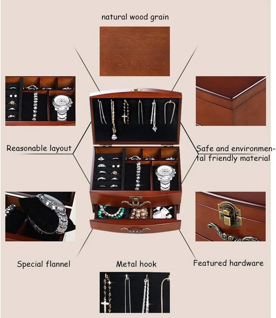 Jewelry Holder Three Layers Jewelry Display Box Earrings Necklaces Storage Box Nordic Double Layer Jewelry Box for Women Watch Cabinets (Color : C)