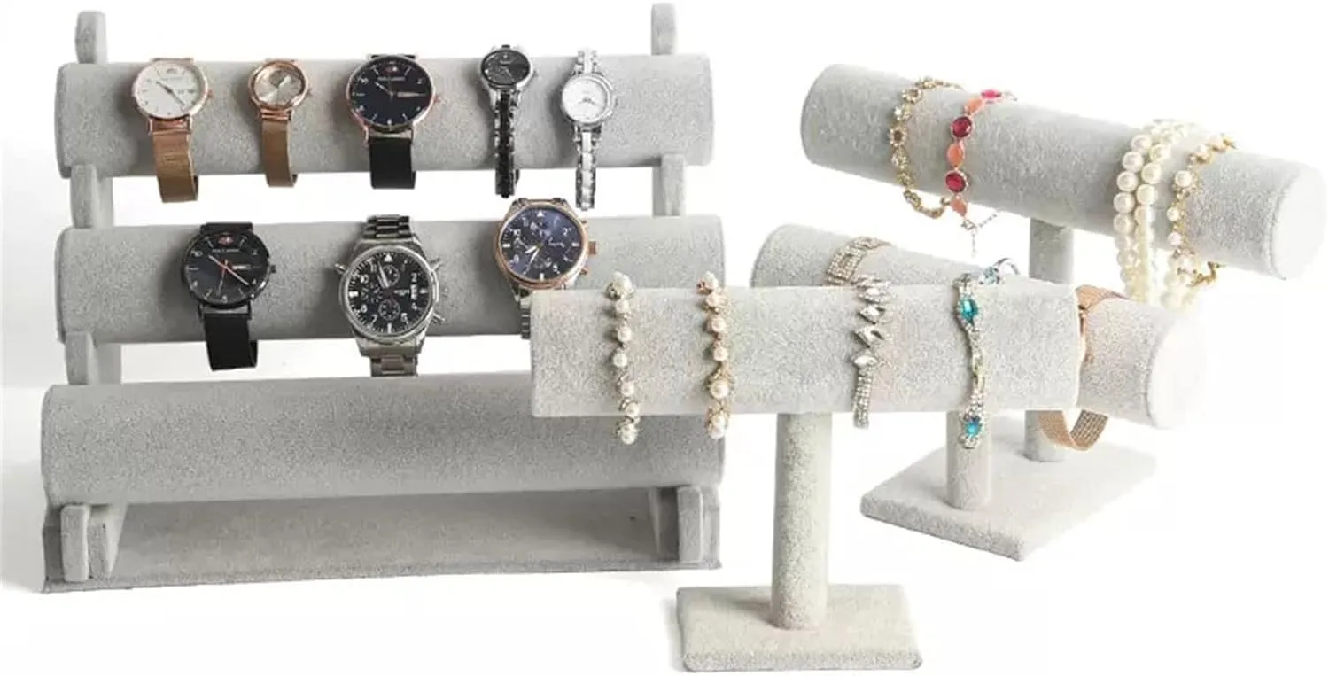 Jewelry Rack 2 Tier Bracelet Holder, Bracelet Display Stand, Velvet Jewelry Organizer Displays for Necklace Watches Bracelet Bangle Holder Jewelry Display(Green)