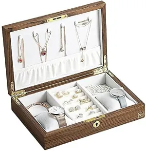 Jewelry Storage Box Luxury Large Wood Jewelry Box Jewellery Storage Case Casket Wooden Velvet Necklace Ring Earring Watch Organize
