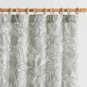 jinchan Thick Floral Linen Curtains 96 Inches Long Leaf Pattern Curtains for Living Room Bedroom Grey William Morris Drapes Tropical French Country Farmhouse Set 2 Panels