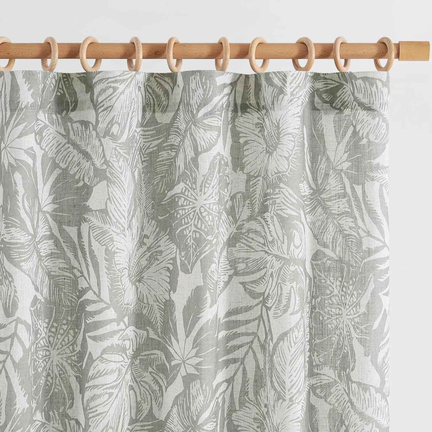 jinchan Thick Floral Linen Curtains 96 Inches Long Leaf Pattern Curtains for Living Room Bedroom Grey William Morris Drapes Tropical French Country Farmhouse Set 2 Panels
