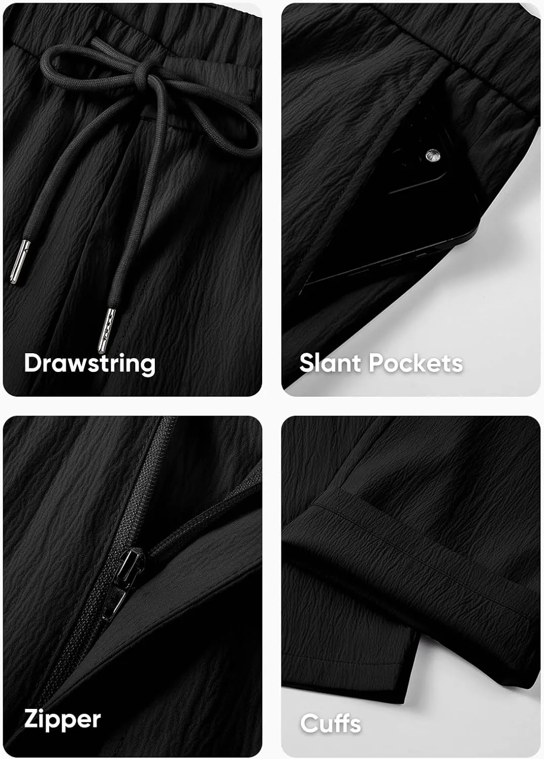 JMIERR Men's Linen Drawstring Pants Elastic Waist Drawstring Lightweight Trouser Casual Yoga Summer Beach Pant