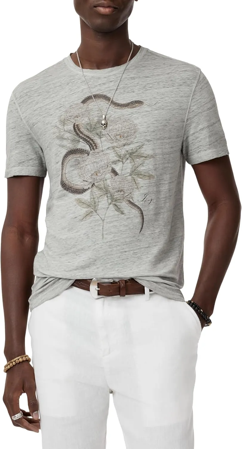 John Varvatos Men's Snake Floral Tee