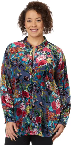 Johnny Was Women's Plus Size WMNS Minto Burnout Yrene Blouse