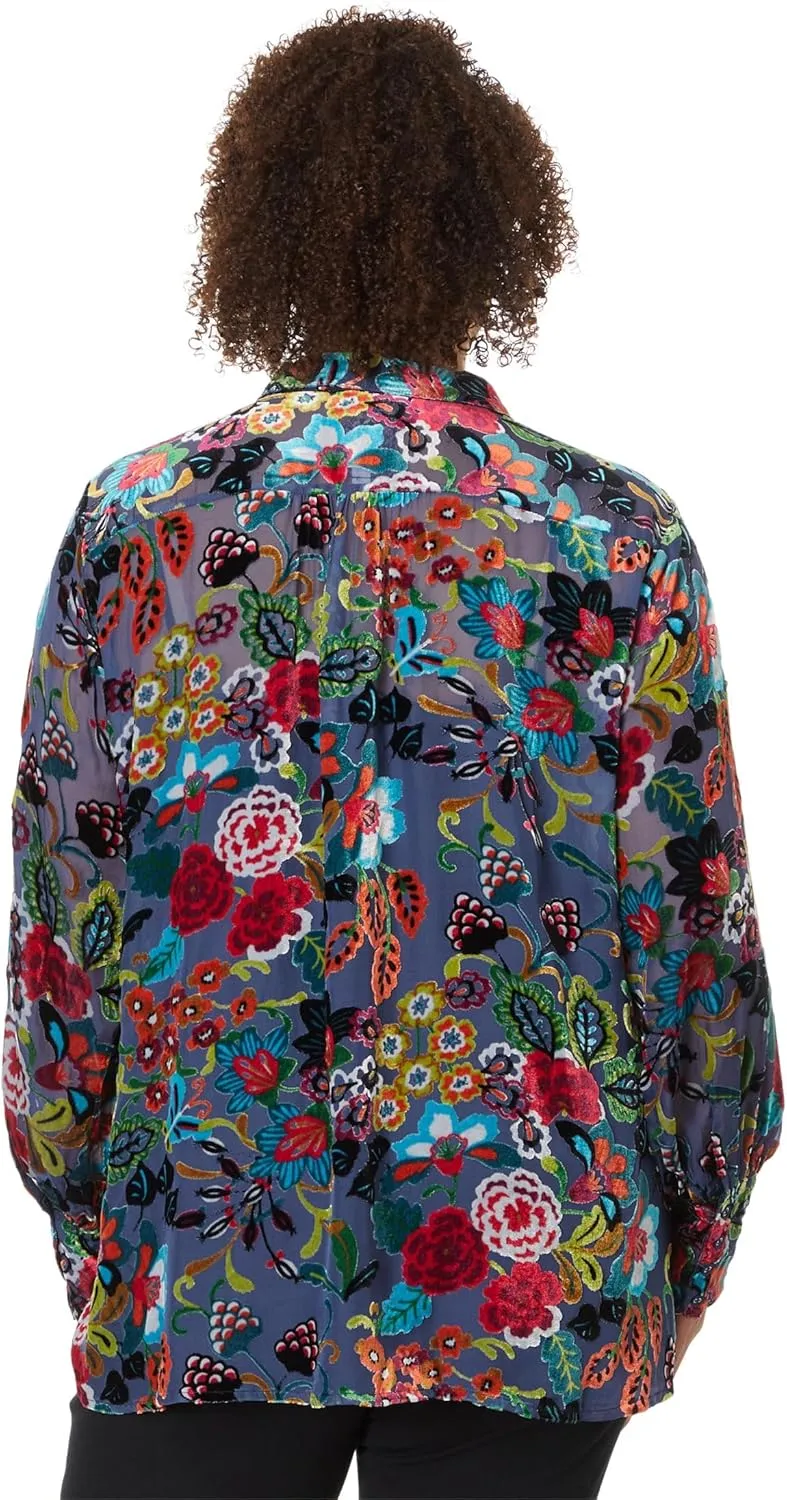 Johnny Was Women's Plus Size WMNS Minto Burnout Yrene Blouse