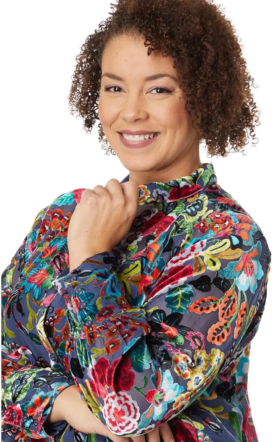 Johnny Was Women's Plus Size WMNS Minto Burnout Yrene Blouse