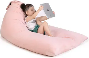 Jorbest Stuffed Animal Storage Bean Bag Chair for Kids and Adults, Luxury Velvet Stuffed Animal Bean Bag Storage, Cover Only(Sweet Pink 200 L/52 Gal)