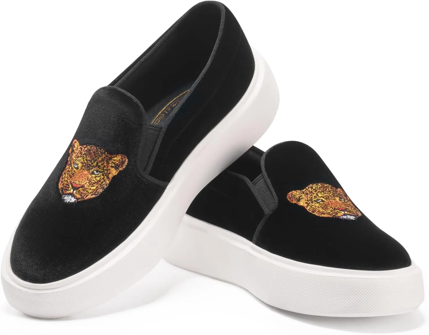 Journey West Women's Fashion Velvet Sneakers with Embroidery Comfortable Slip-On Work Shoes for Women