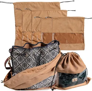 JPNK Premium Cotton and Clear Dust Bags - 5 Packs Handbag Storage, Purse Storage Organizer for Closet, Handbag and shoes Protectors