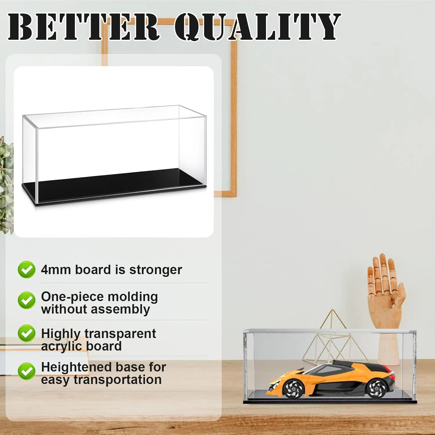 Juexica 2 Pcs Clear Acrylic Model Car Display Case 1:32 Acrylic Display Boxes for Vehicle Model Thick Model Car Display Case Dustproof Showcase with Black Base for Collectibles Memorabilia