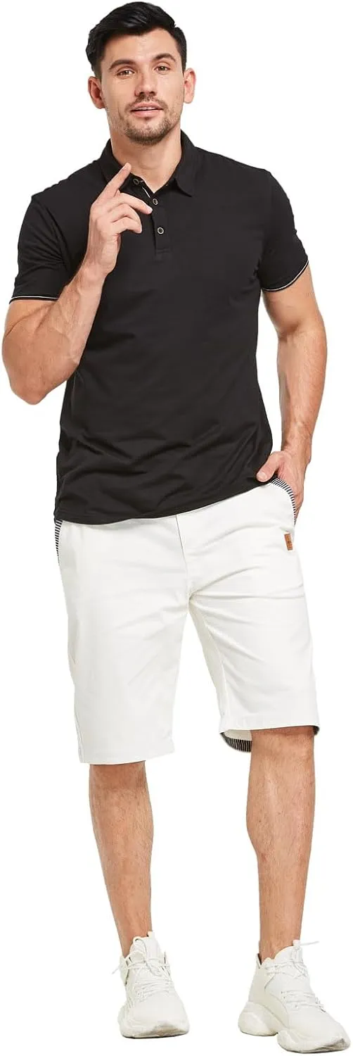 JustSun Mens Shorts Casual Classic Fit Cotton Summer Beach Shorts with Elastic Waist and Pockets