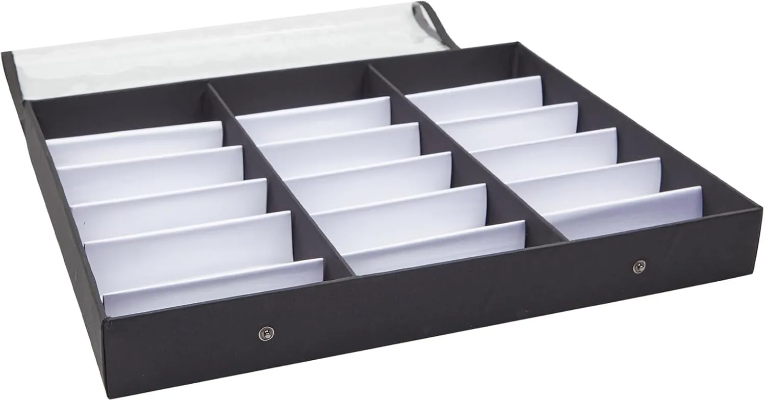 Juvale 18 Slot Sunglasses Organizer for Women and Men, Eyeglass Storage Case with Clear Lid for Multiple Pairs of Glasses (18.5 x 14.25 in)
