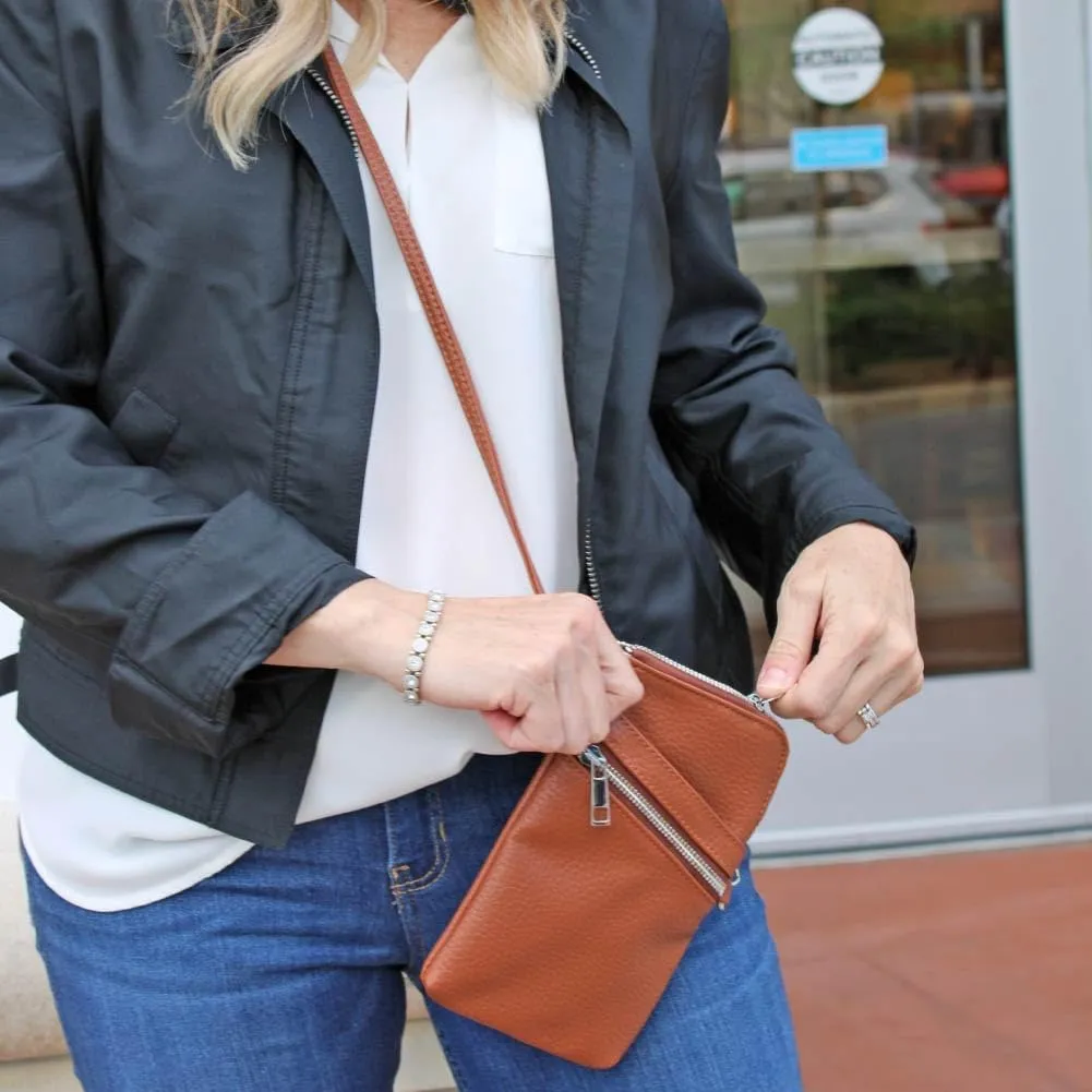 K. Carroll Accessories Carrie Crossbody Vegan Leather Crossbody Bag, Open Front Pocket, Zipper Pocket, RFID Protection