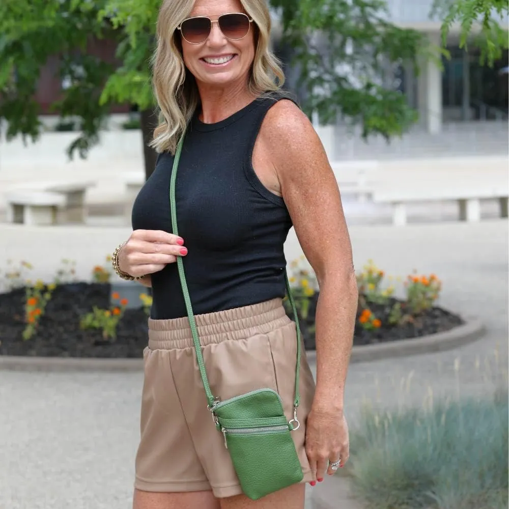 K. Carroll Accessories Carrie Crossbody Vegan Leather Crossbody Bag, Open Front Pocket, Zipper Pocket, RFID Protection