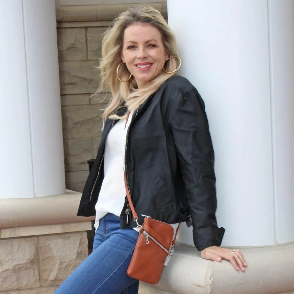 K. Carroll Accessories Carrie Crossbody Vegan Leather Crossbody Bag, Open Front Pocket, Zipper Pocket, RFID Protection