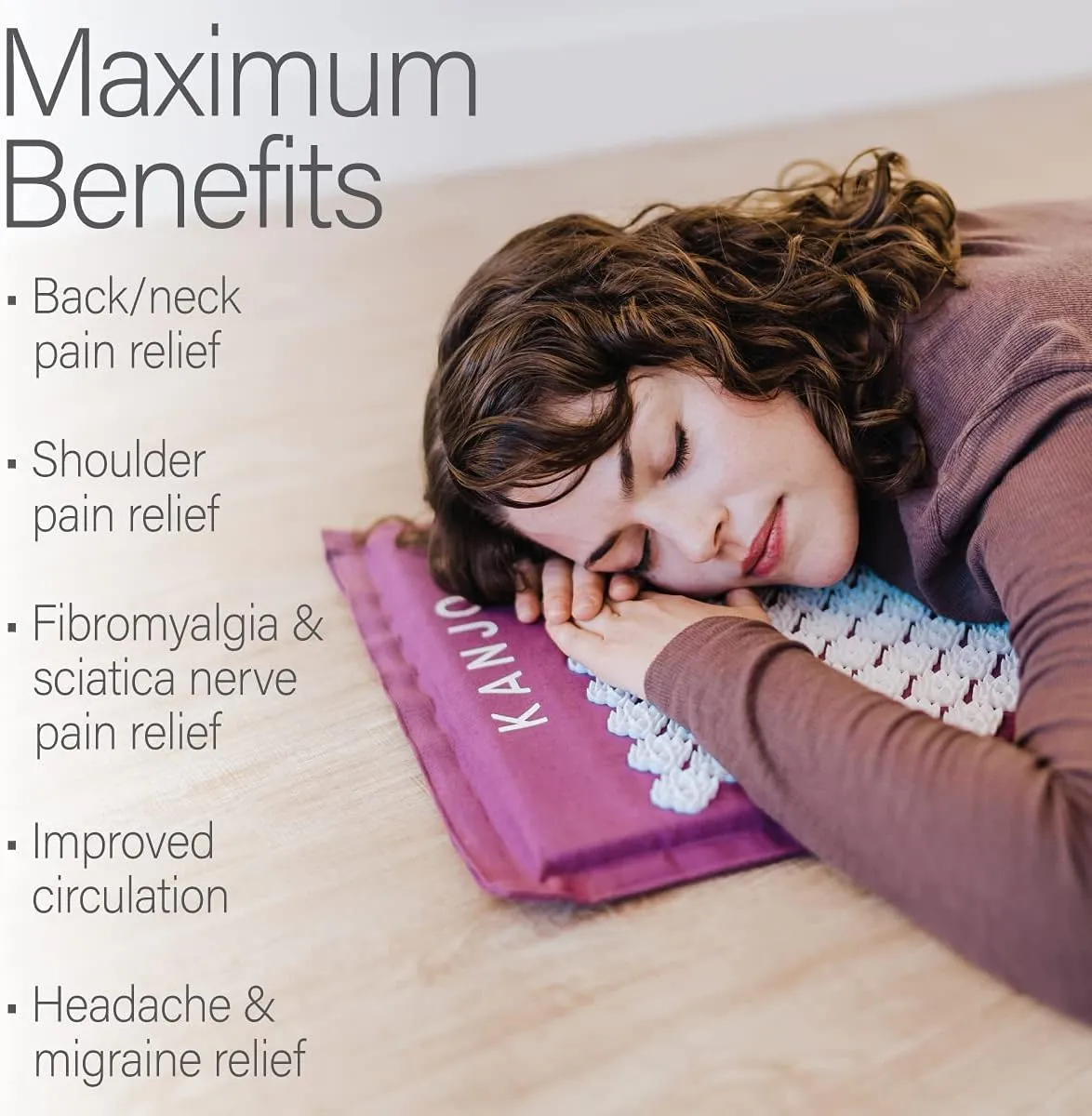Kanjo FSA HSA Eligible Premium Acupressure Mat and Pillow Set for Back Pain Relief & Neck Pain Relief, with Memory Foam Pillow, Includes Carry Bag, Black