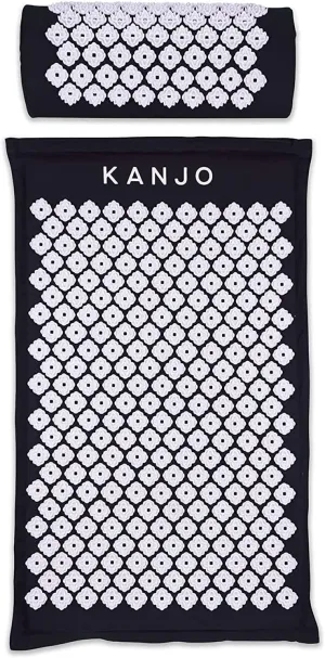 Kanjo FSA HSA Eligible Premium Acupressure Mat and Pillow Set for Back Pain Relief & Neck Pain Relief, with Memory Foam Pillow, Includes Carry Bag, Black