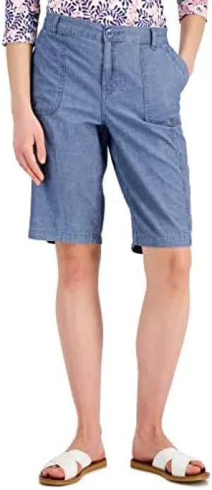 Karen S Womens Cotton Denim Pocket Shorts