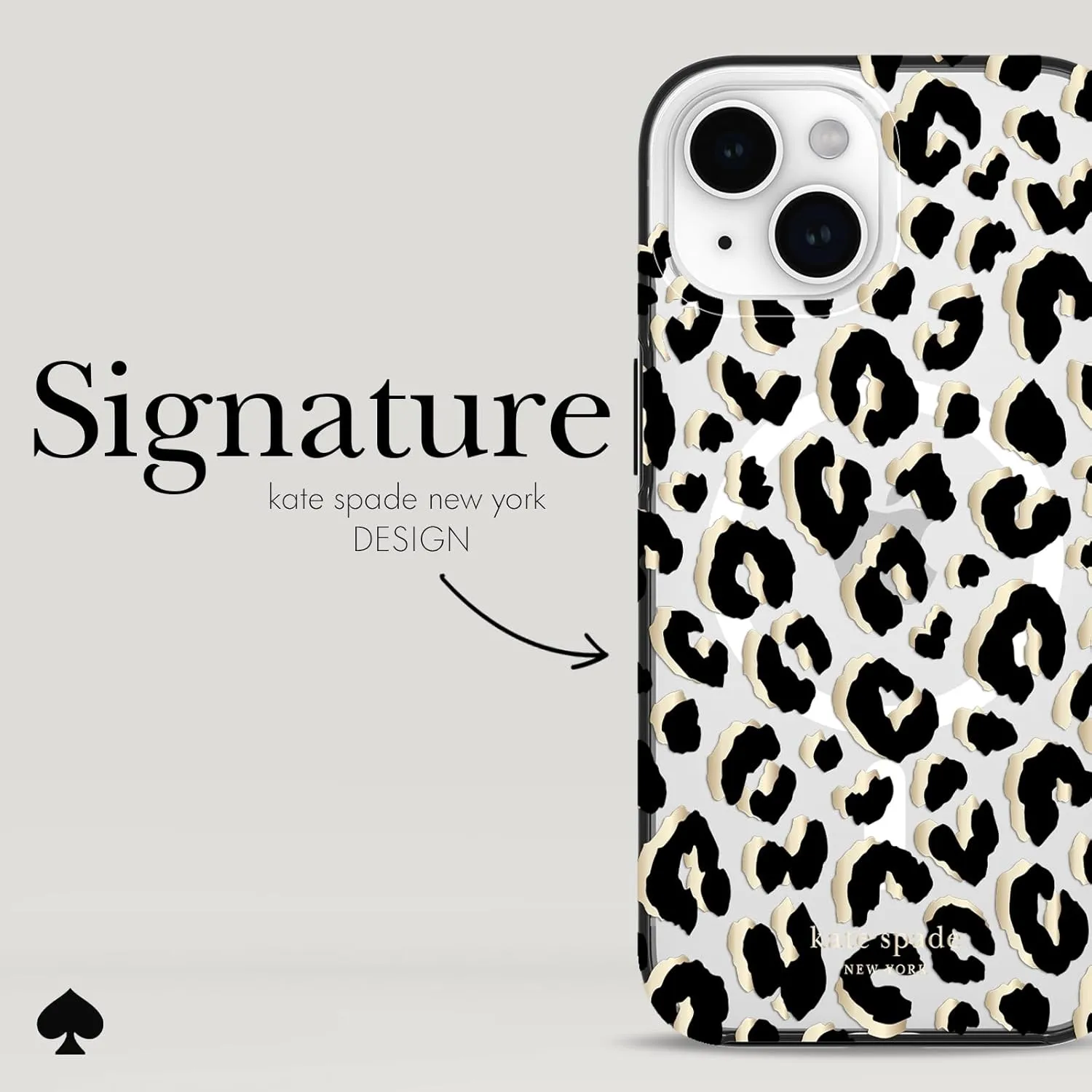 kate spade new york iPhone 15 Case / 14 / 13, Compatible with MagSafe - City Leopard Black