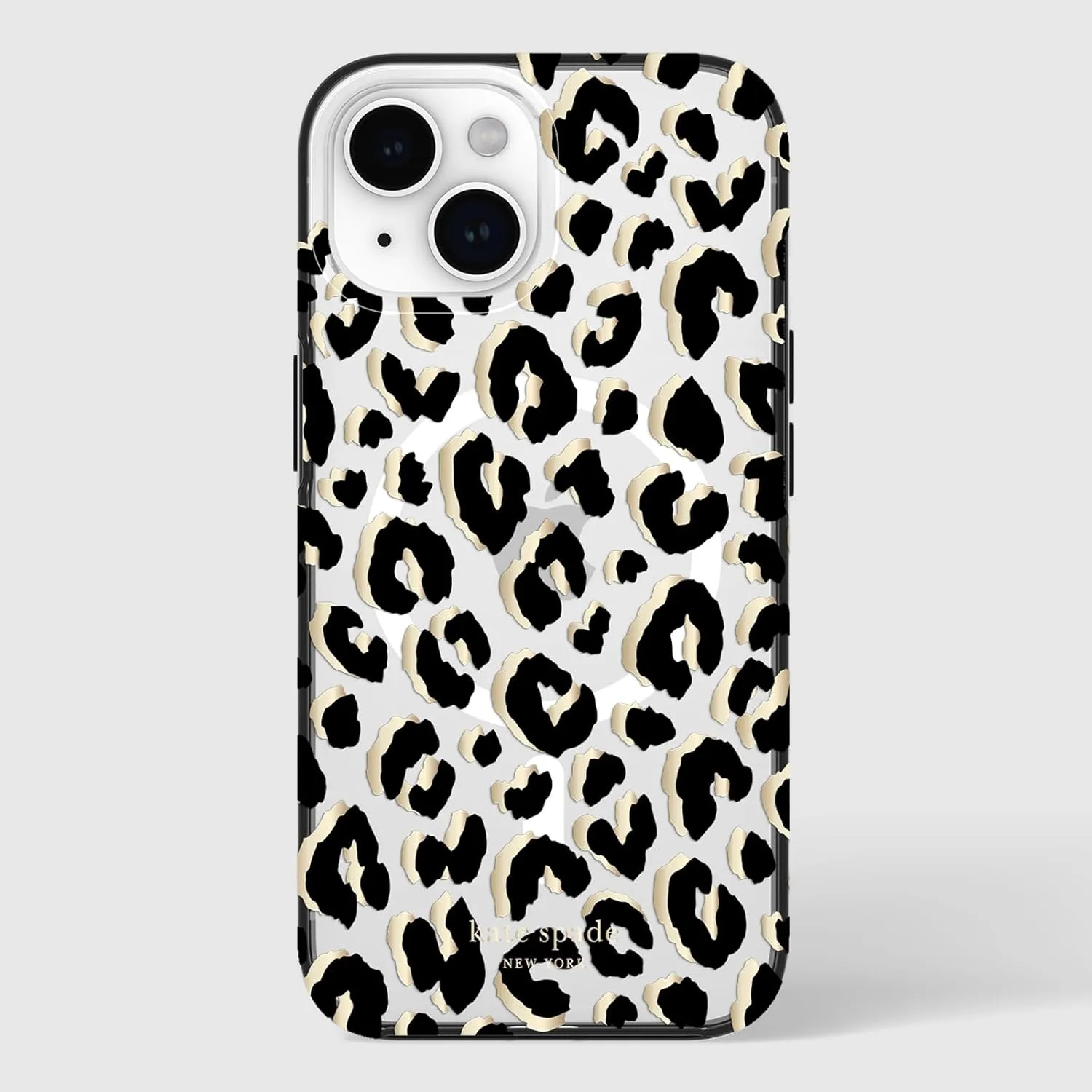 kate spade new york iPhone 15 Case / 14 / 13, Compatible with MagSafe - City Leopard Black