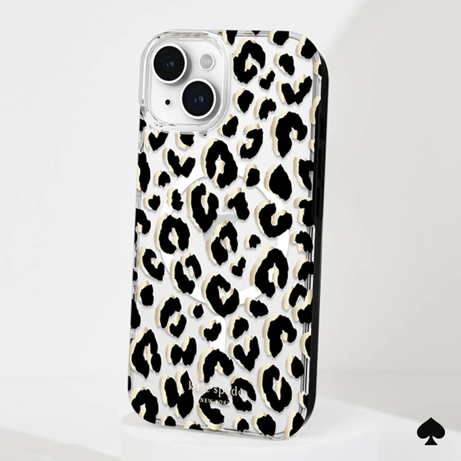 kate spade new york iPhone 15 Case / 14 / 13, Compatible with MagSafe - City Leopard Black