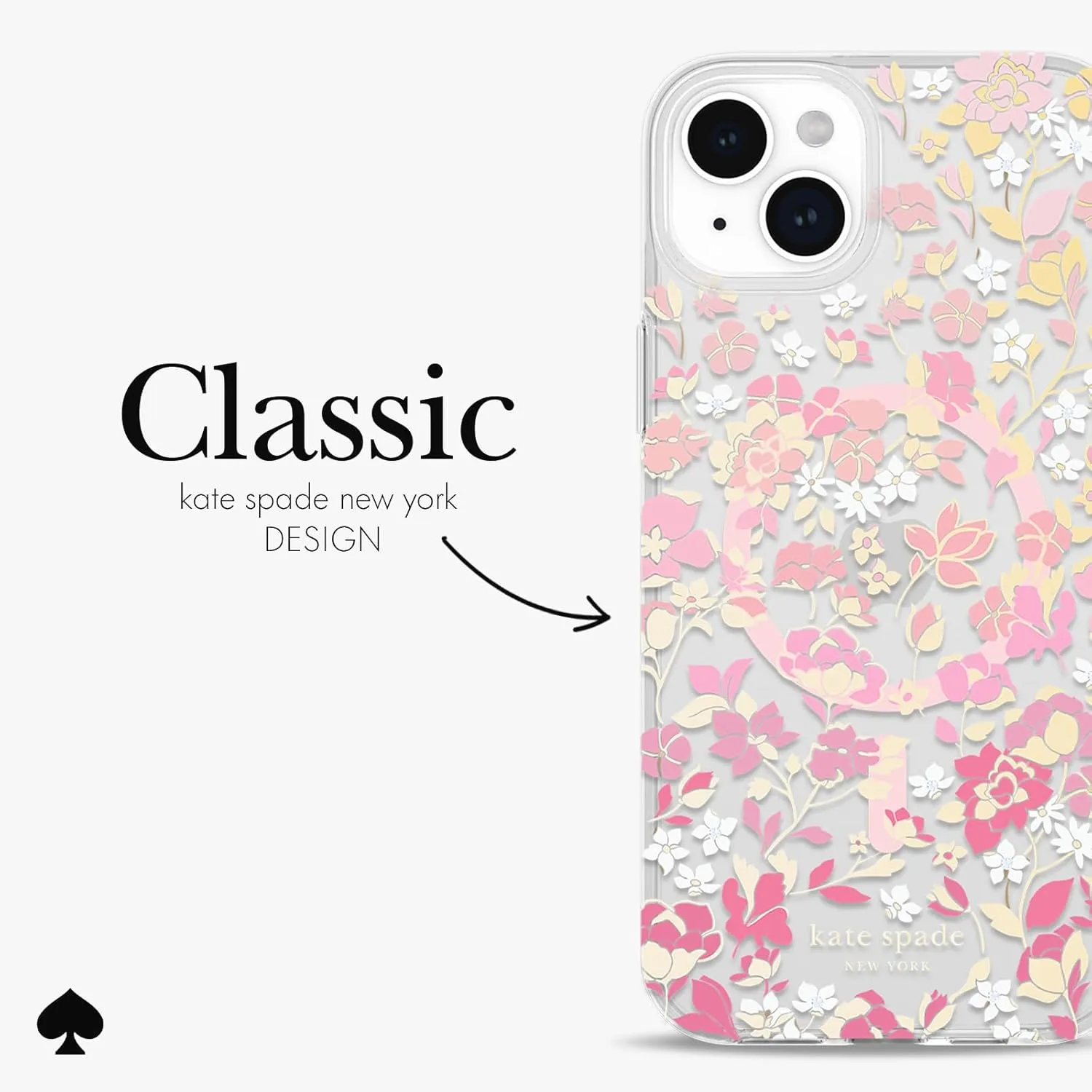kate spade new york iPhone 15 Plus Case, Compatible with MagSafe - Flowerbed Pink Ombre