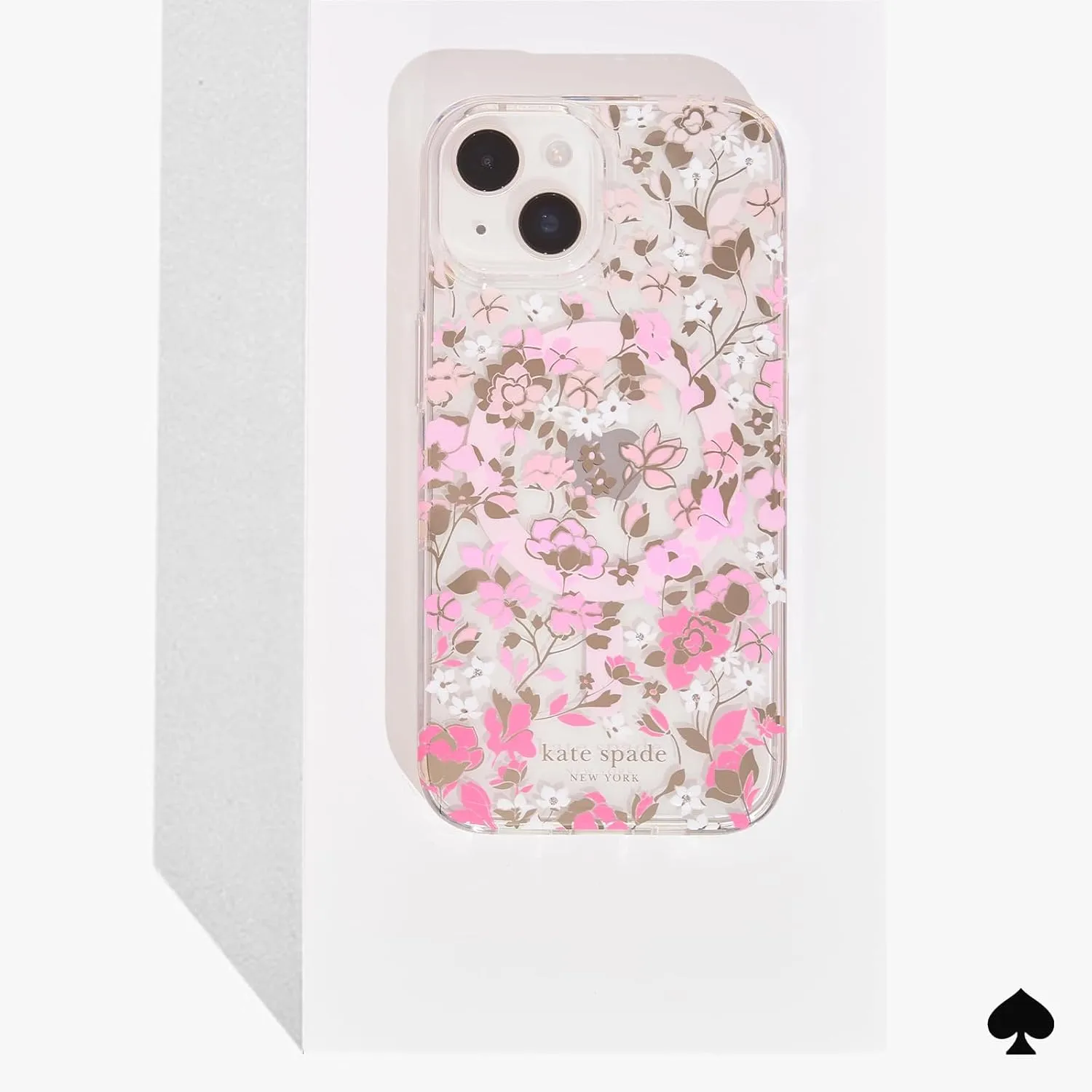 kate spade new york iPhone 15 Plus Case, Compatible with MagSafe - Flowerbed Pink Ombre
