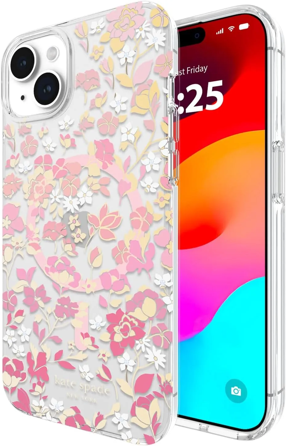 kate spade new york iPhone 15 Plus Case, Compatible with MagSafe - Flowerbed Pink Ombre
