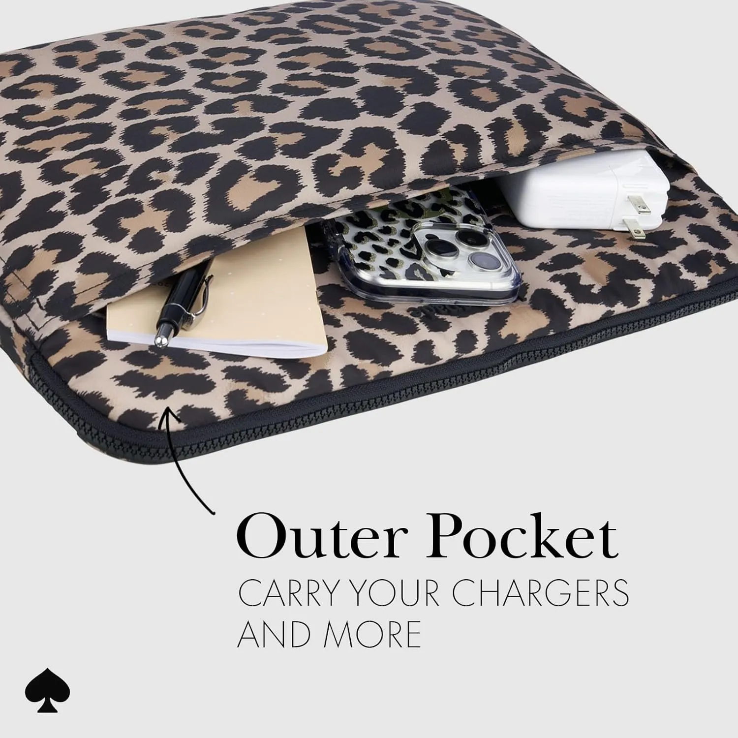 kate spade new york Puffer Laptop Sleeve 16 Inch - Classic Leopard - for 15 to 16 inch MacBook Pro M3 Max/M3/M2/M2/M1 Max/M1 Pro