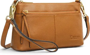 Kattee Leather Crossbody Bags for Women, Small Wristlet Purses for Women