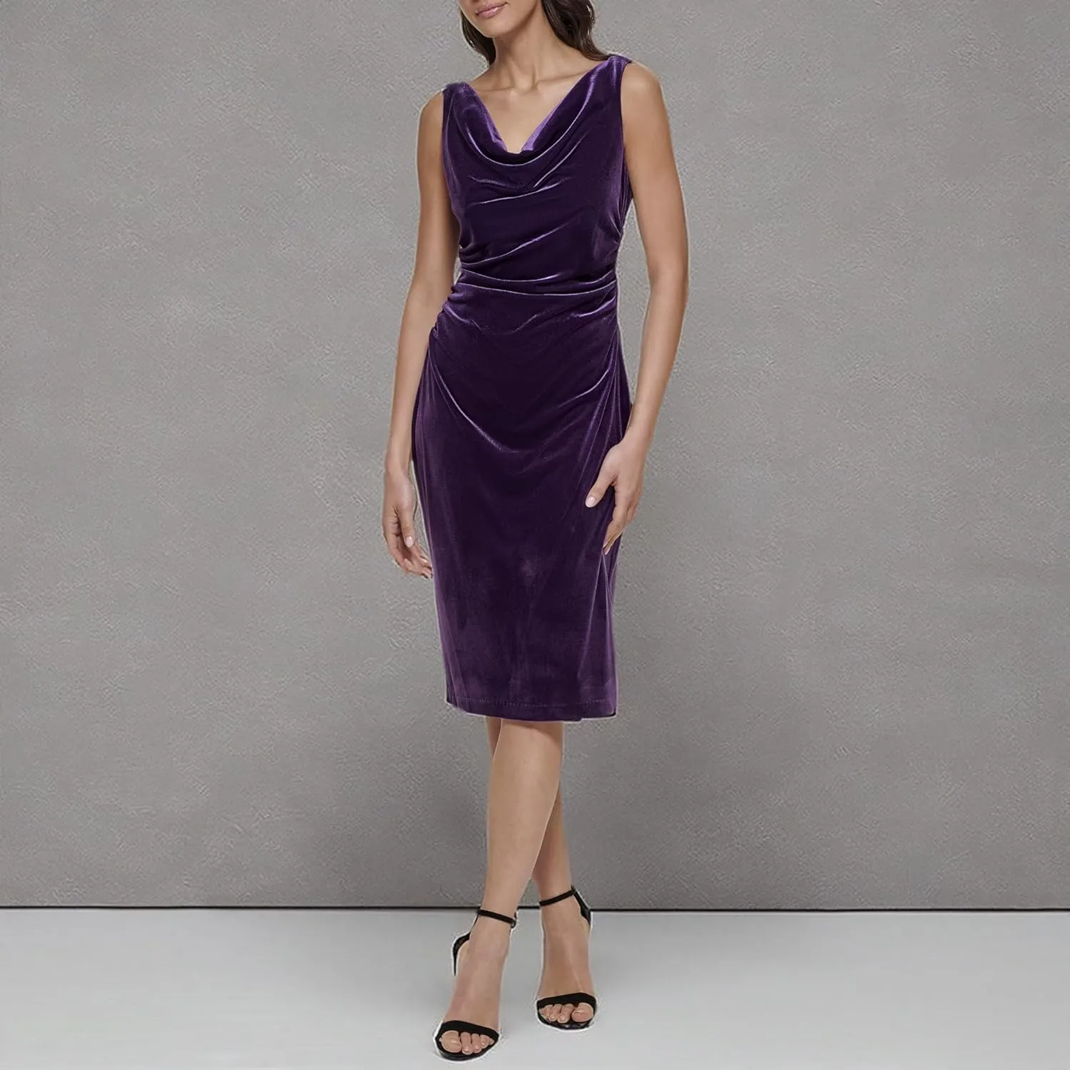 kensie Women's Sleeveless Cowl Neck Midi Dress