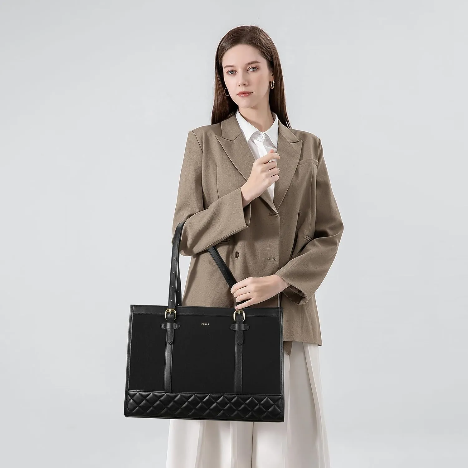 Keyli 3pcs Laptop Bag for Women,15.6 Inch Canvas Tote Bag Work Bags Large Business Computer Briefcase Shoulder Handbag Purse