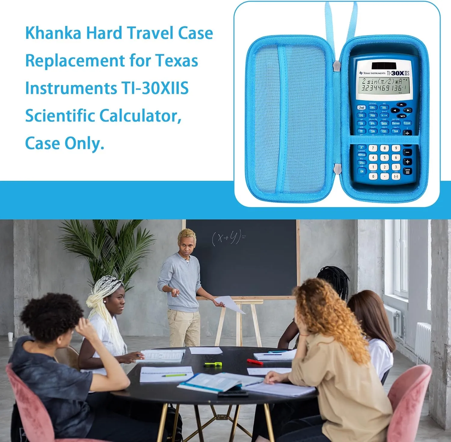 Khanka Hard Travel Case Replacement for Texas Instruments TI-30XIIS Scientific Calculator, Case Only (Blue)