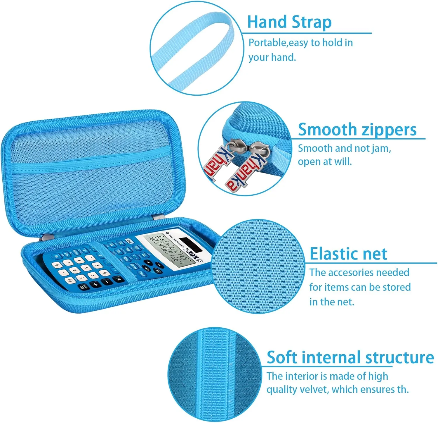 Khanka Hard Travel Case Replacement for Texas Instruments TI-30XIIS Scientific Calculator, Case Only (Blue)