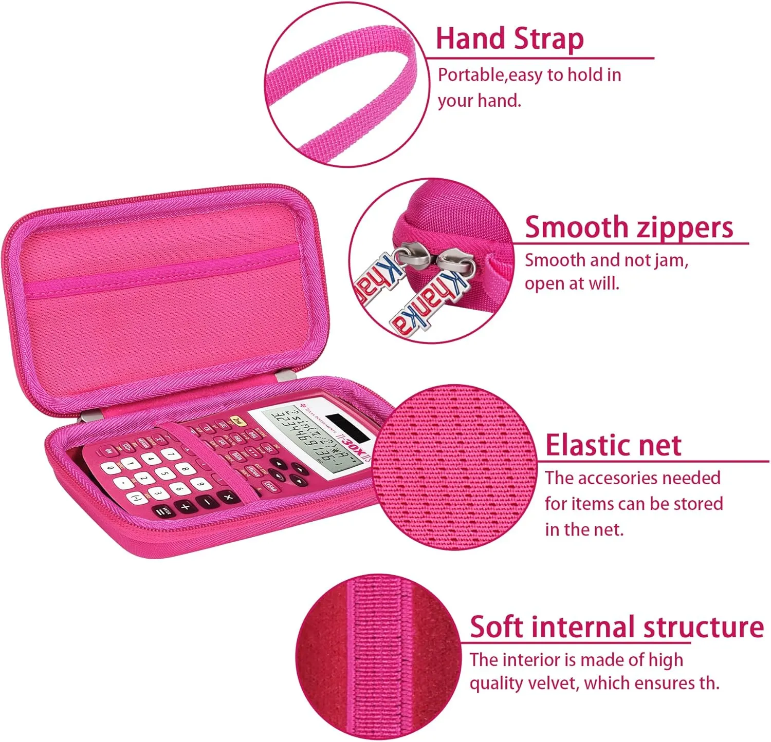 Khanka Hard Travel Case Replacement for Texas Instruments TI-30XIIS Scientific Calculator, Case Only (Pink)
